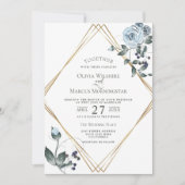 Einladung zur Hochzeit | Aquarellfarben, blau, flo (Vorderseite)