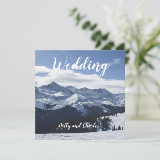 Einladung zur Hochzeit. Atmosphärische Schneeberge (Stehend Vorderseite)