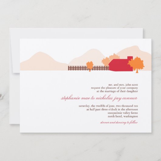 Einladung zur Hochzeit auf dem Bauernhof (Vorderseite)