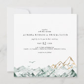 Einladung zur Hochzeit auf dem grünen und goldenen (Vorderseite)