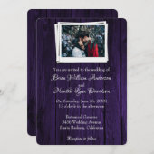 Einladung zur Hochzeit aus lila Holz (Vorne/Hinten)