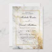 Einladung zur Hochzeit aus weißem und schwarzem Ma (Vorderseite)