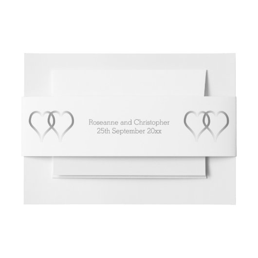 Einladung zur Hochzeit Bauchband Silberherz Einladungsbanderole (Vorderseite Beispiel)