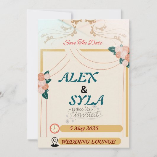 Einladung zur Hochzeit - bearbeitbare Vorlage (Vorderseite)