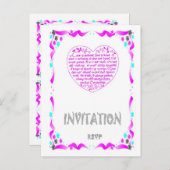 Einladung zur Hochzeit - Bibelverse, rosa Herz (Vorne/Hinten)