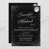 Einladung zur Hochzeit | Black Starry Night Moon (Vorne/Hinten)