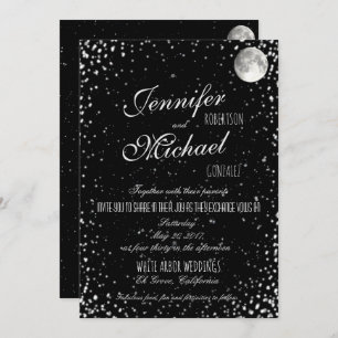 Einladung zur Hochzeit Black Starry Night Moon