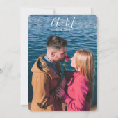 Einladung zur Hochzeit Blau und Dunkelrosa (Rückseite)