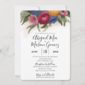 Einladung zur Hochzeit Blau und Dunkelrosa (Vorderseite)