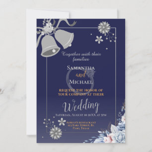 Einladung zur Hochzeit: Blauer und Silberglocke, u
