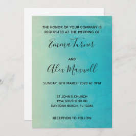 Einladung zur Hochzeit | Blue Watercolor Script