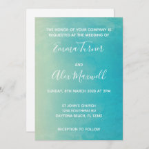 Einladung zur Hochzeit | Blue Watercolor Script