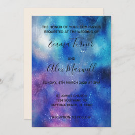 Einladung zur Hochzeit | Blue Watercolor Script