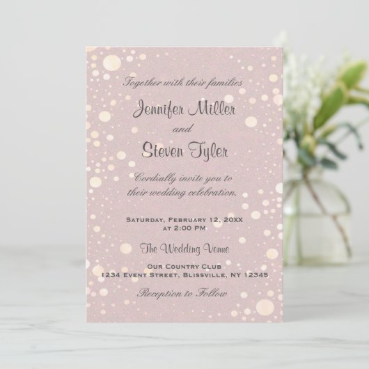 Einladung zur Hochzeit | Blush Bubbles (Stehend Vorderseite)