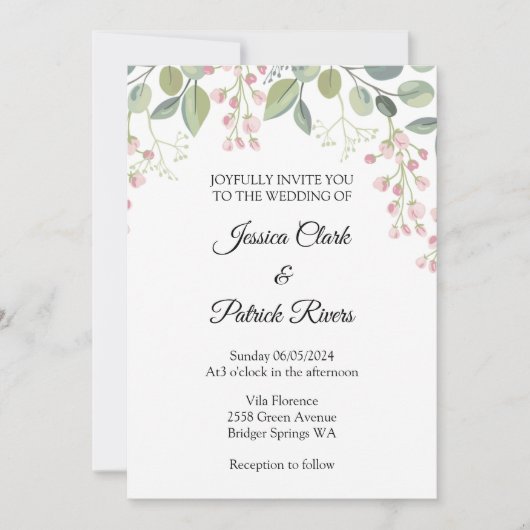 Einladung zur Hochzeit Blütenpastellfarben (Vorderseite)