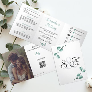 Einladung zur Hochzeit Bohemisch Eukalyptus Monogr