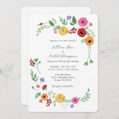 Einladung zur Hochzeit Bohemischer Blütenfarben (Vorne/Hinten)