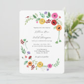 Einladung zur Hochzeit Bohemischer Blütenfarben (Stehend Vorderseite)
