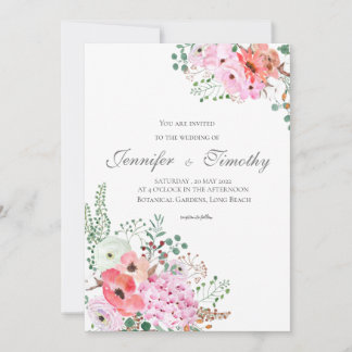Einladung zur Hochzeit Botanisch-rosa Blume