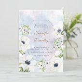 Einladung zur Hochzeit Botanische Blume Anemone (Stehend Vorderseite)