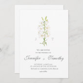 Einladung zur Hochzeit Botanische weiße Lilie (Vorne/Hinten)