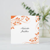 Einladung zur Hochzeit Bright Orange & White Flora (Stehend Vorderseite)