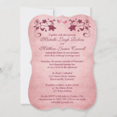 Einladung zur Hochzeit | Burgund, Blüte, Herz (Rückseite)