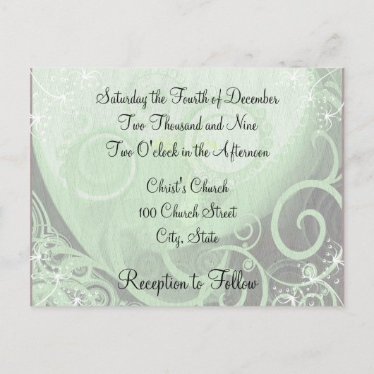 Einladung zur Hochzeit Cala Lilly Green Wirbel (Rückseite)