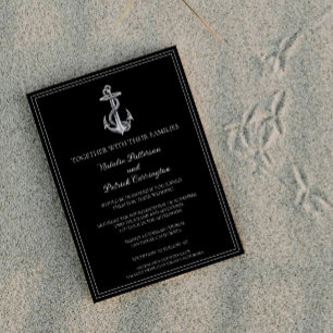Einladung zur Hochzeit der Black Nautical Anchor