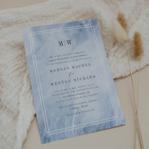 Einladung zur Hochzeit der Blue Opal Monogram