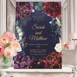 Einladung zur Hochzeit der Burgund Navy