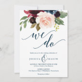 Einladung zur Hochzeit der Burgund Navy (Vorderseite)