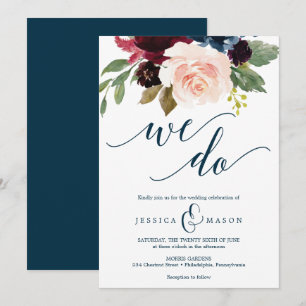 Einladung zur Hochzeit der Burgund Navy