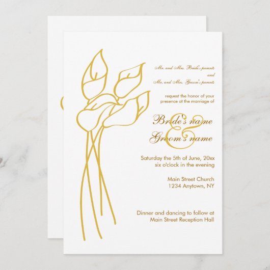 Einladung zur Hochzeit der Calla Lily (Vorne/Hinten)