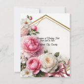 Einladung zur Hochzeit der geometrischen Rose Peon (Rückseite)