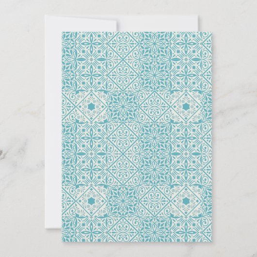 Einladung zur Hochzeit der türkisfarbenen Tiles (Rückseite)