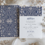 Einladung zur Hochzeit der Viktorianischen islamis<br><div class="desc">Diese exquisite Hochzeitseinladung ist eine wunderschöne Darstellung kultureller Harmonie, die die aufwändigen Entwürfe Viktorianischer Kunst mit der eleganten Kalligraphie der islamischen Tradition verbindet. Das tiefe Marineblau bietet eine reiche Leinwand für die aufwändigen Weiß- und Goldmuster und -motive, die die Karte schmücken, einschließlich der anmutigen Liebesvögel, die die Einheit des Paares...</div>