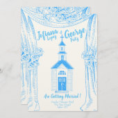 Einladung zur Hochzeit der Vintagen Blauen Kirche (Vorne/Hinten)