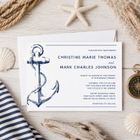 Einladung zur Hochzeit der weißen Nautischen Marin