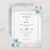 Einladung zur Hochzeit der White Lily - Aquarellbl (Vorne/Hinten)