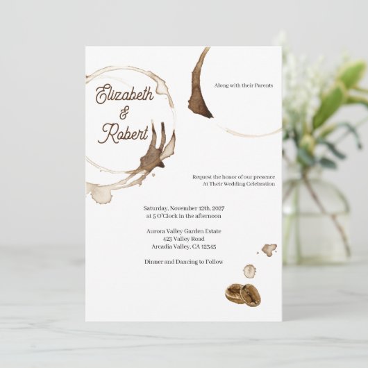 Einladung zur Hochzeit des Kaffees (Stehend Vorderseite)