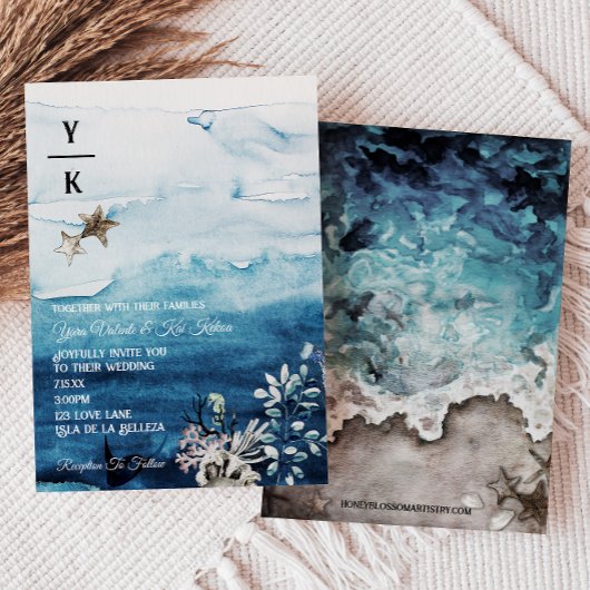 Einladung zur Hochzeit des Rustikalen Ozeans