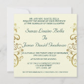 Einladung zur Hochzeit - Dunkelgrüne und goldene W (Rückseite)