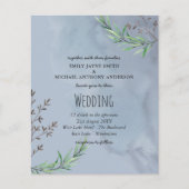 Einladung zur Hochzeit Dusty Blue Olive Blätter (Vorderseite)