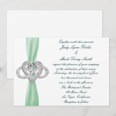 Einladung zur Hochzeit eines grünen Herzens (Vorne/Hinten)