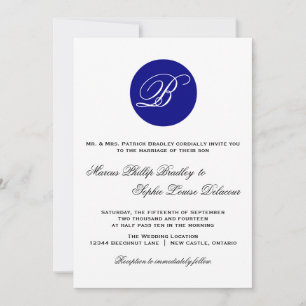Einladung zur Hochzeit eines Navy Blue Circle Mono