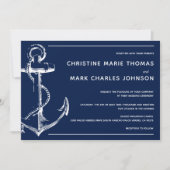 Einladung zur Hochzeit eines Navy Nautical White S (Vorderseite)