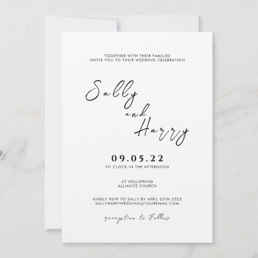 Einladung zur Hochzeit einfach (Vorderseite)