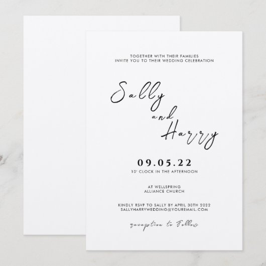 Einladung zur Hochzeit einfach (Vorne/Hinten)