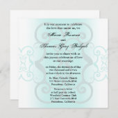 Einladung zur Hochzeit einfach Aquamarin Grau (Vorne/Hinten)